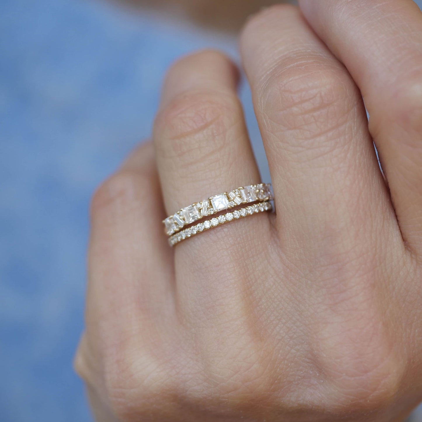 Asscher Cut Diamond Mosaic Confetti Band