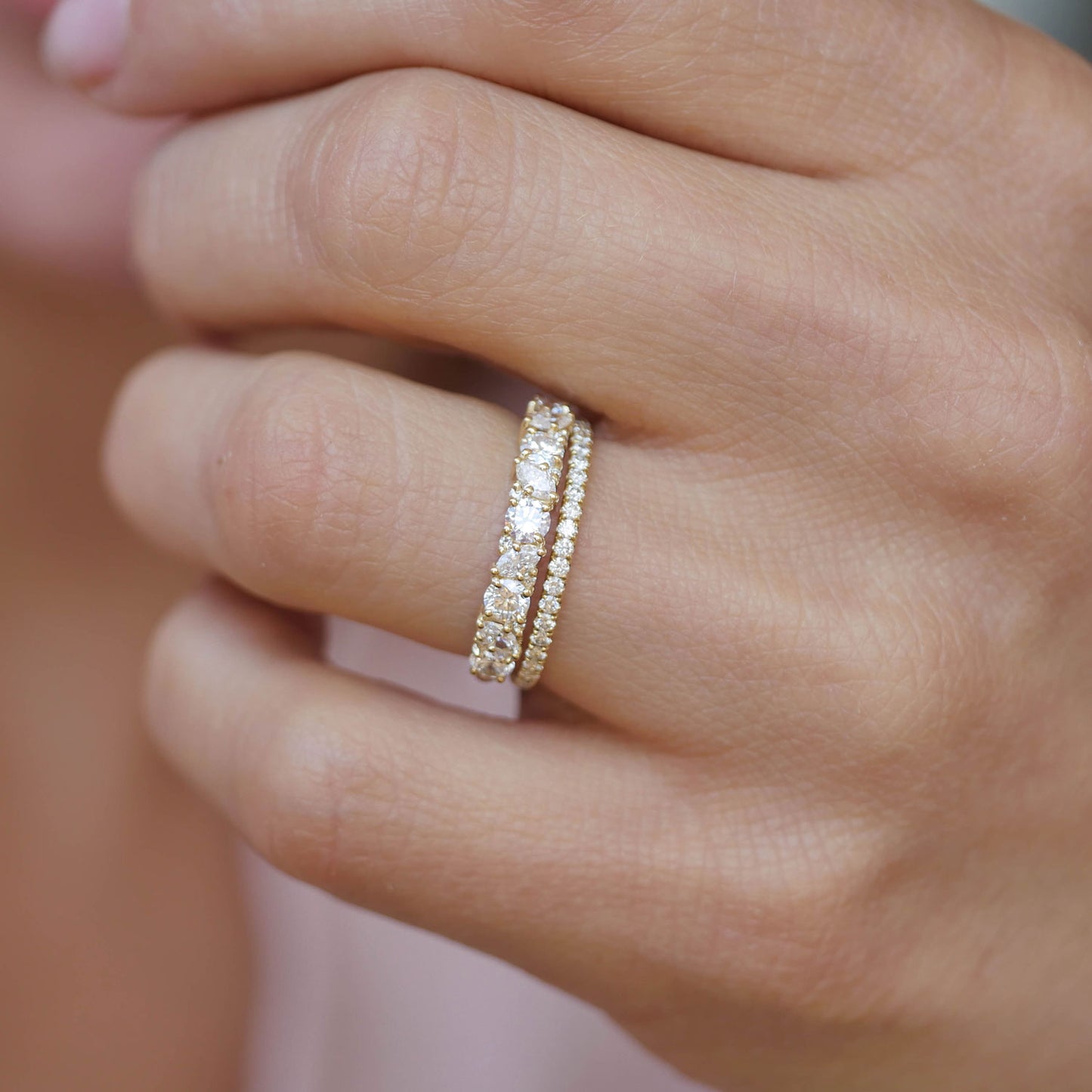 Delicate French Pavé Eternity Diamond Wedding Ring