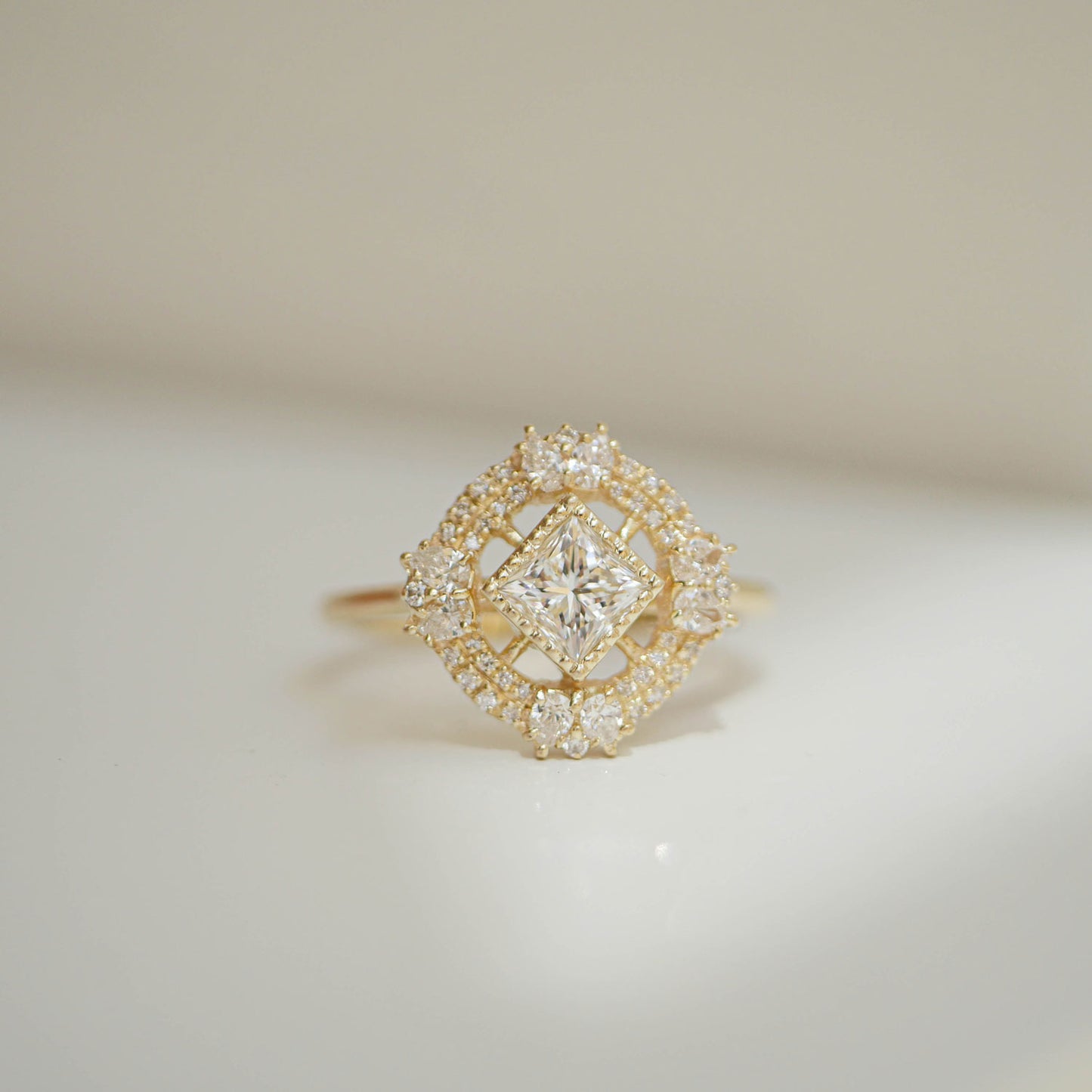 Lilibird Diamond Mosaic Ring Princess Cut Center