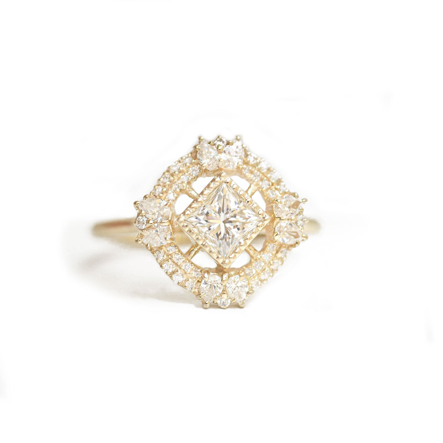 Lilibird Diamond Mosaic Ring Princess Cut Center