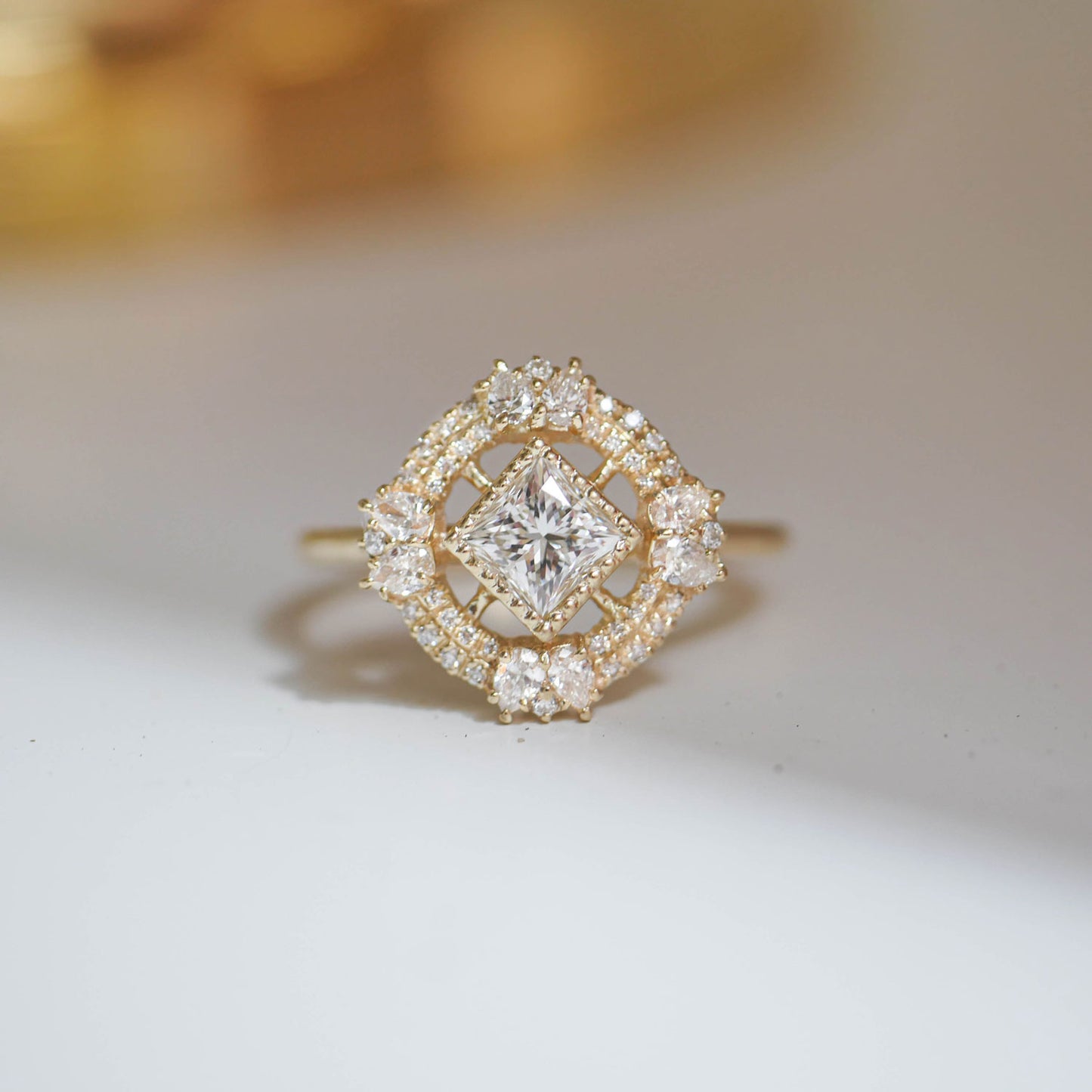 Lilibird Diamond Mosaic Ring Princess Cut Center