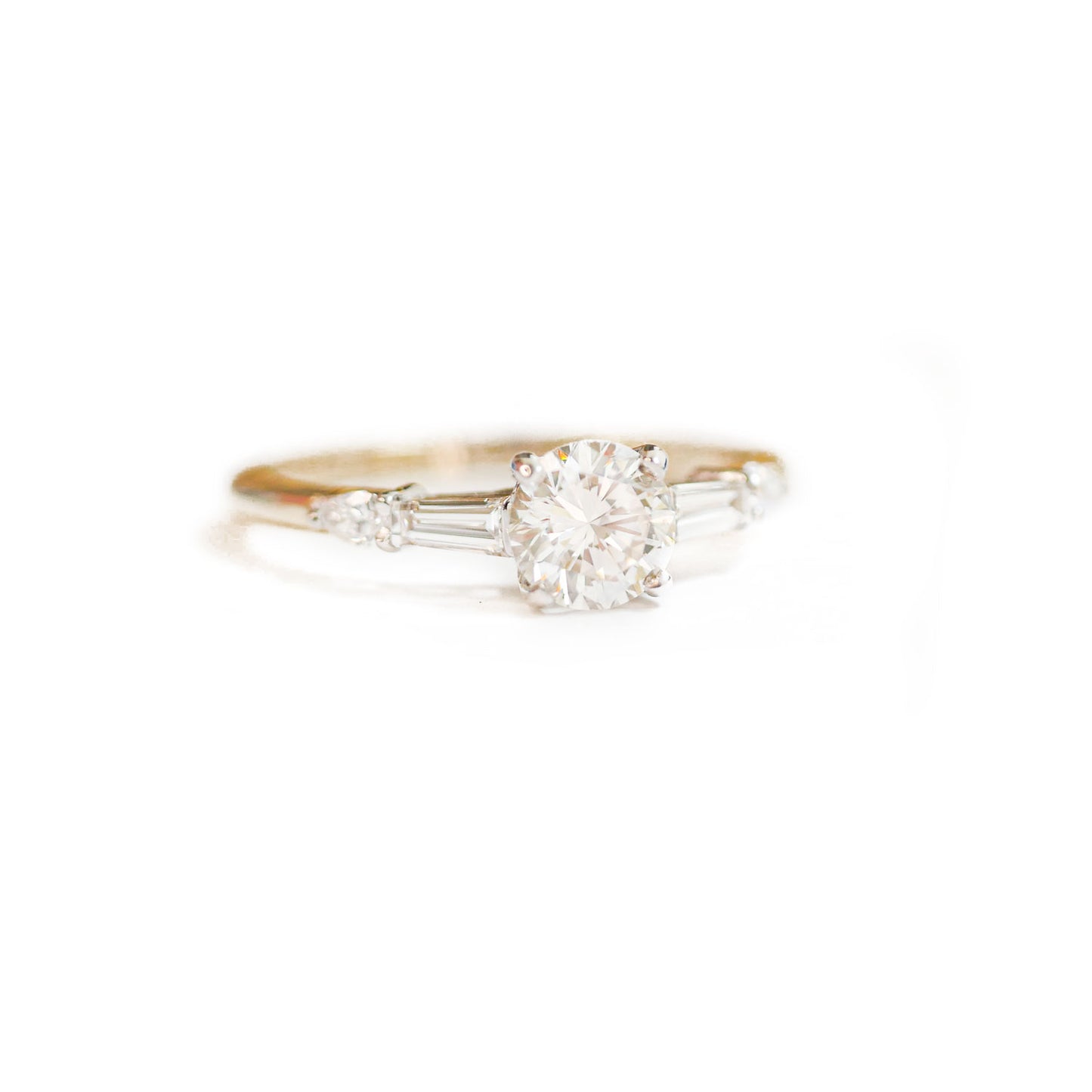 Round Baguette & Pear Diamond Ring