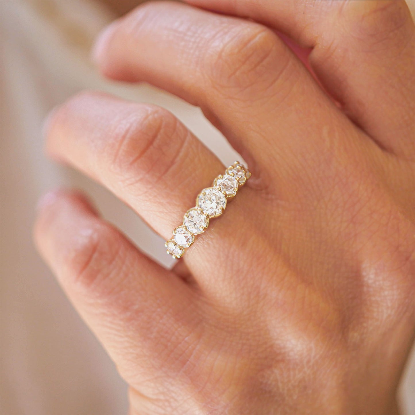 Old European Cut Diamond Line Ring