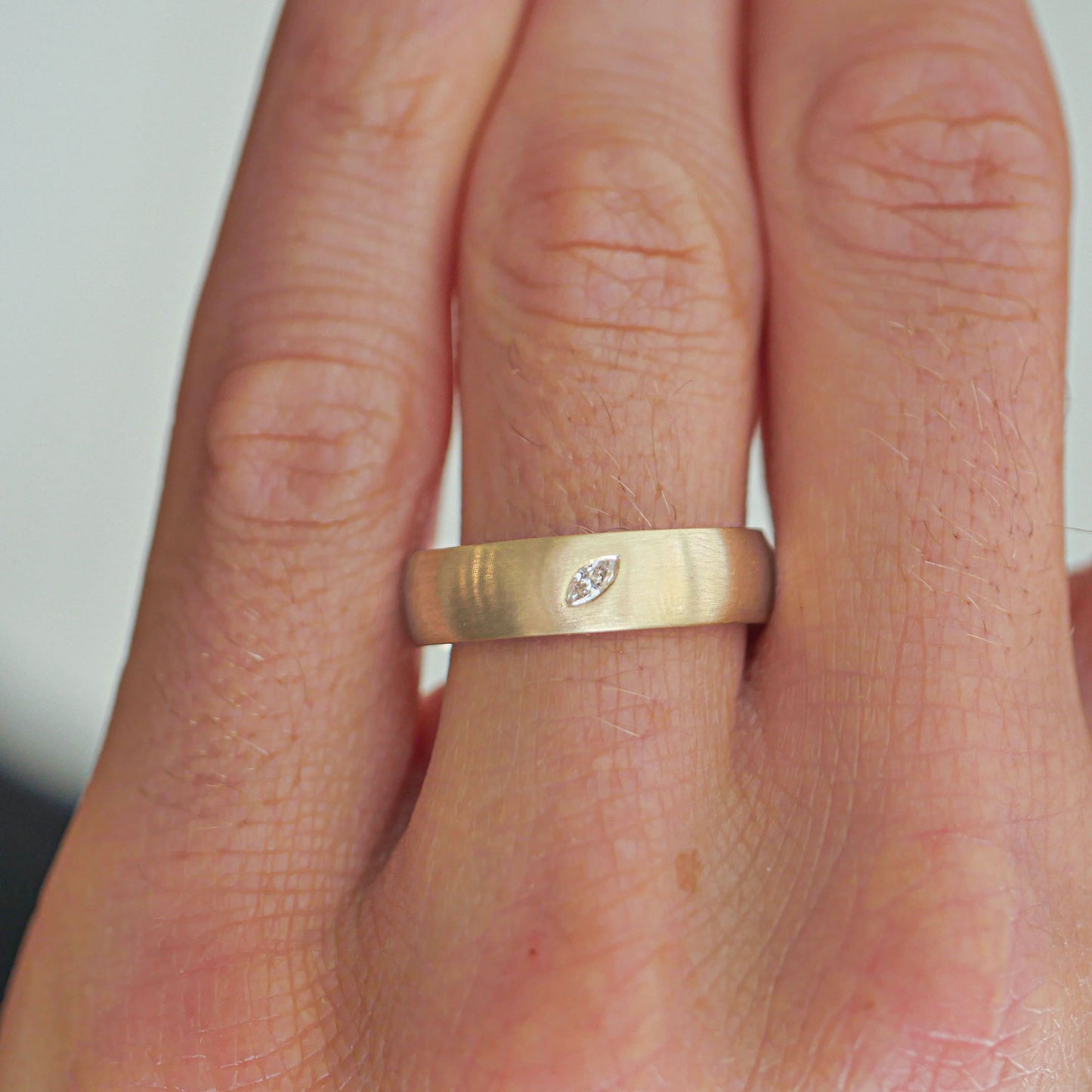 6mm Satin Finish Marquise Diamond Men's Ring