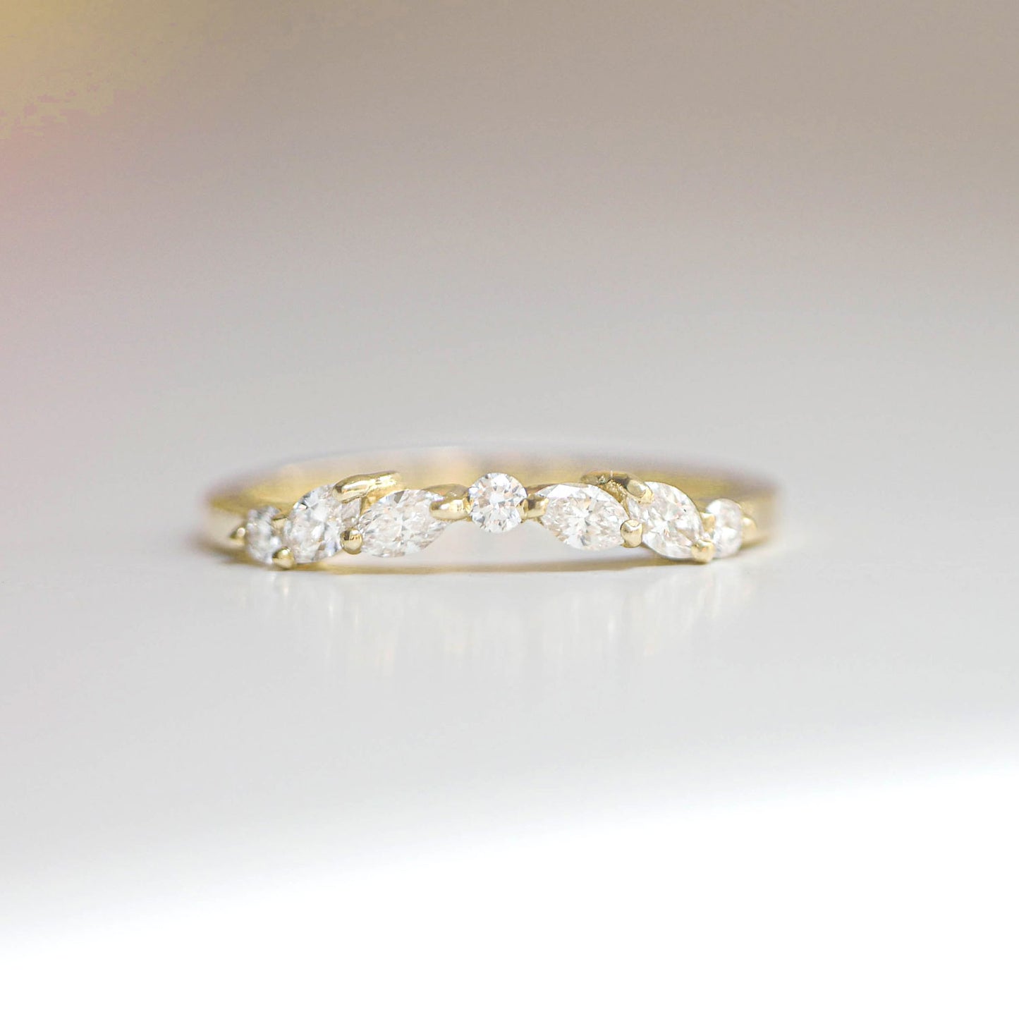 Custom Marquise Diamond Stacking Ring Set