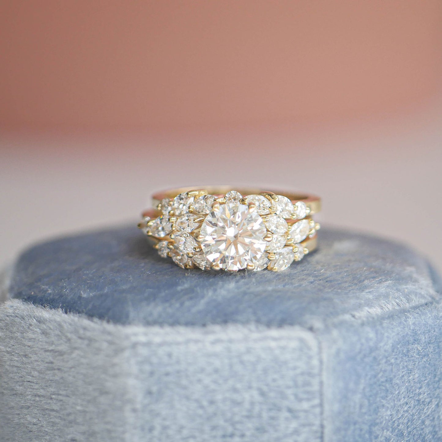 Custom Marquise Diamond Stacking Ring Set
