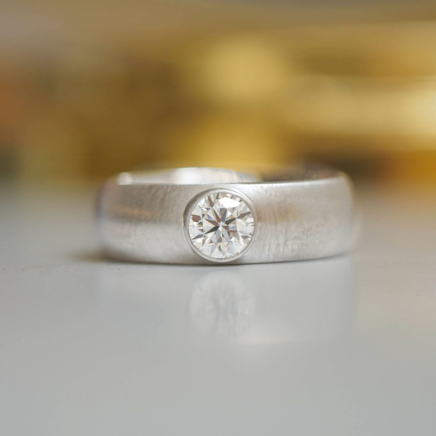 0.75ct Lab Diamond Satin Finish Men's Ring