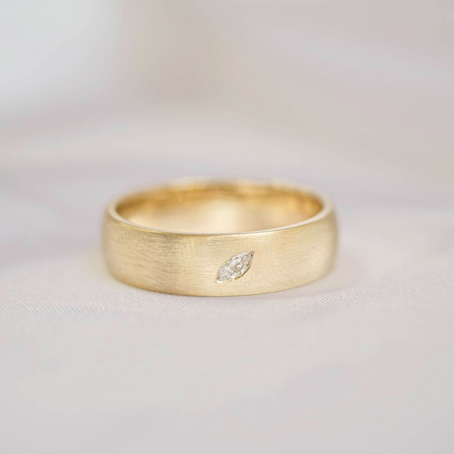 6mm Satin Finish Marquise Diamond Men's Ring