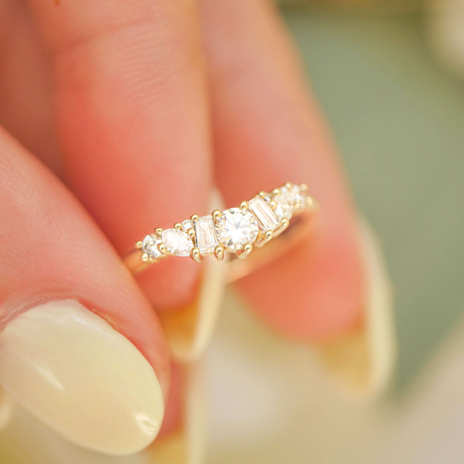 Marquise & Baguette Diamond Mosaic Contour Band