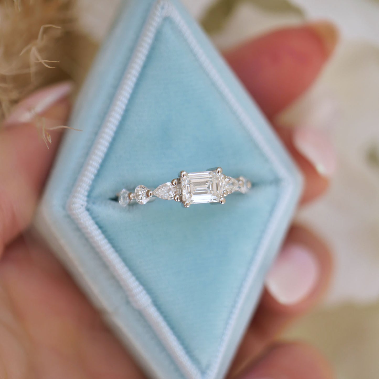 1.00 Carat East West Emerald Cut Mosaic Diamond Ring