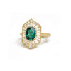 Elongated Hexagon Oval Emerald Ballerina Diamond Mosaic Ring