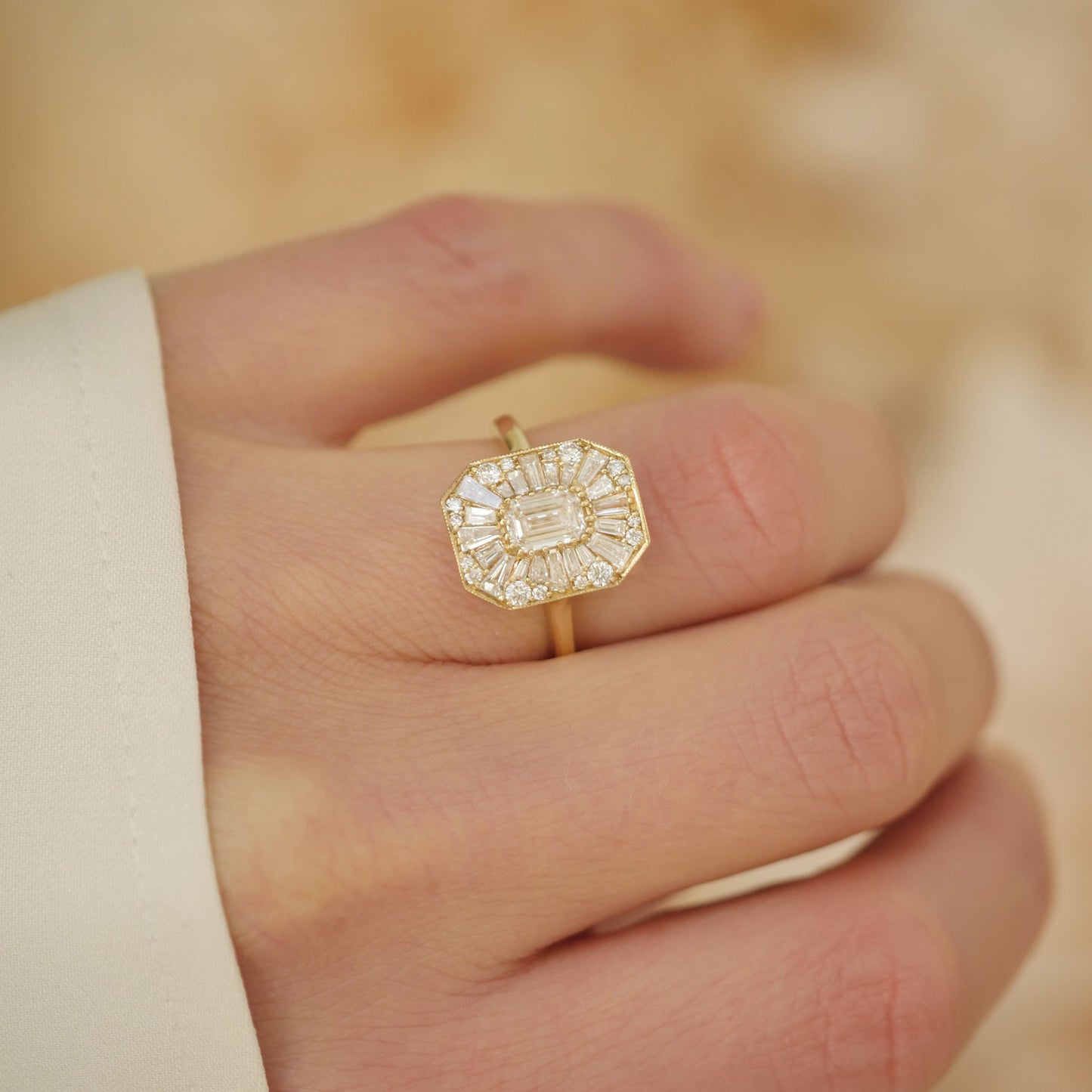 Emerald Cut Ballerina Diamond Mosaic Ring