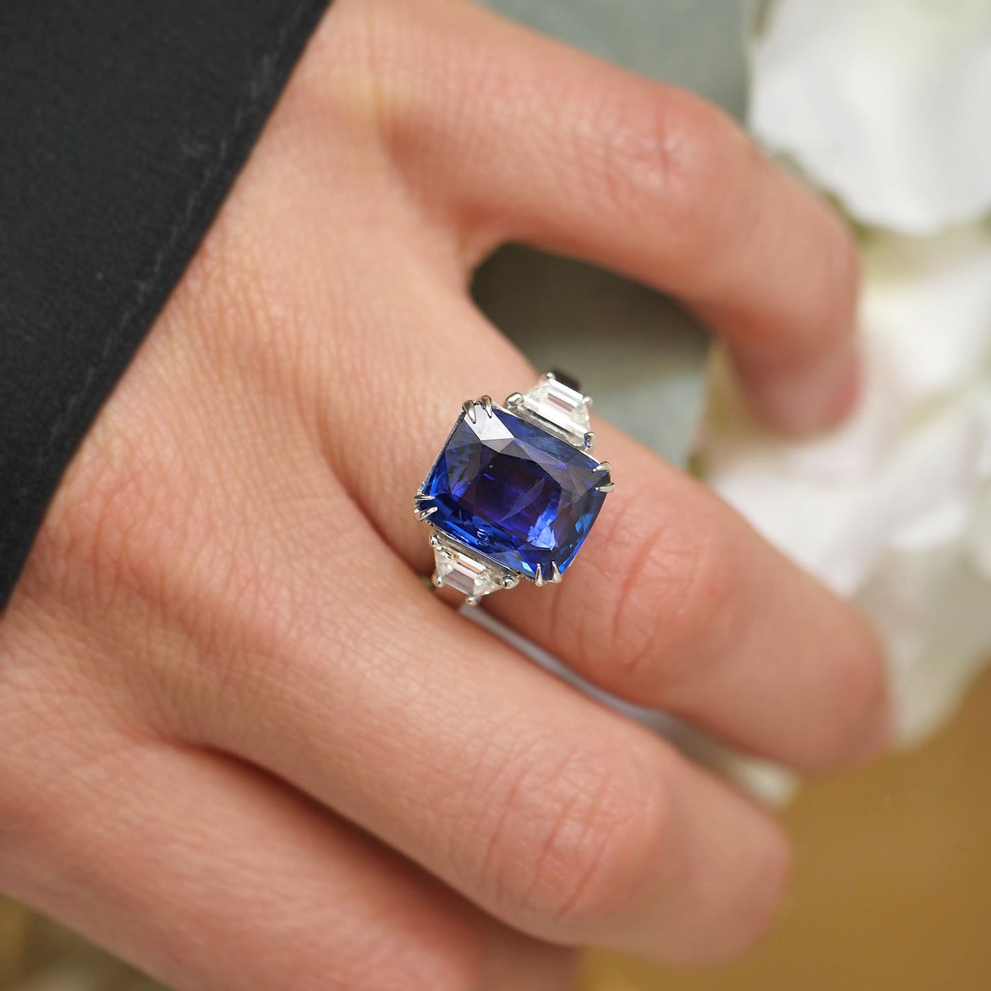 Radiant Sapphire & Diamond Engagement Ring