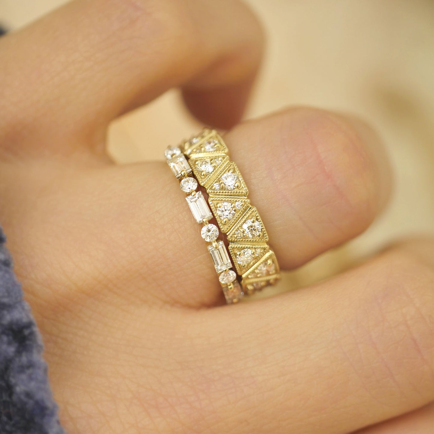 5mm Notched Diamond Triangle Ring