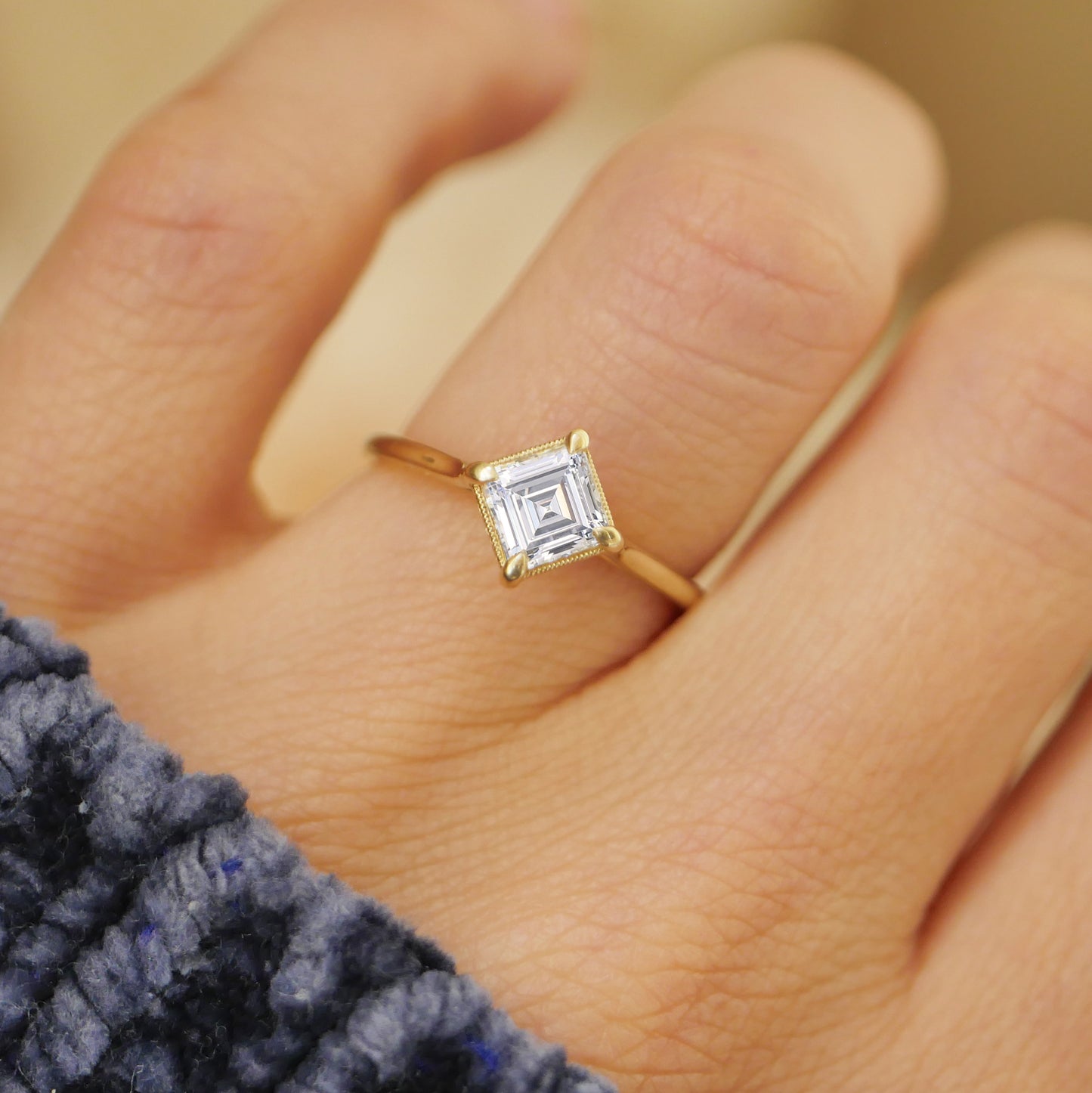 Carré Solitaire Diamond Ring