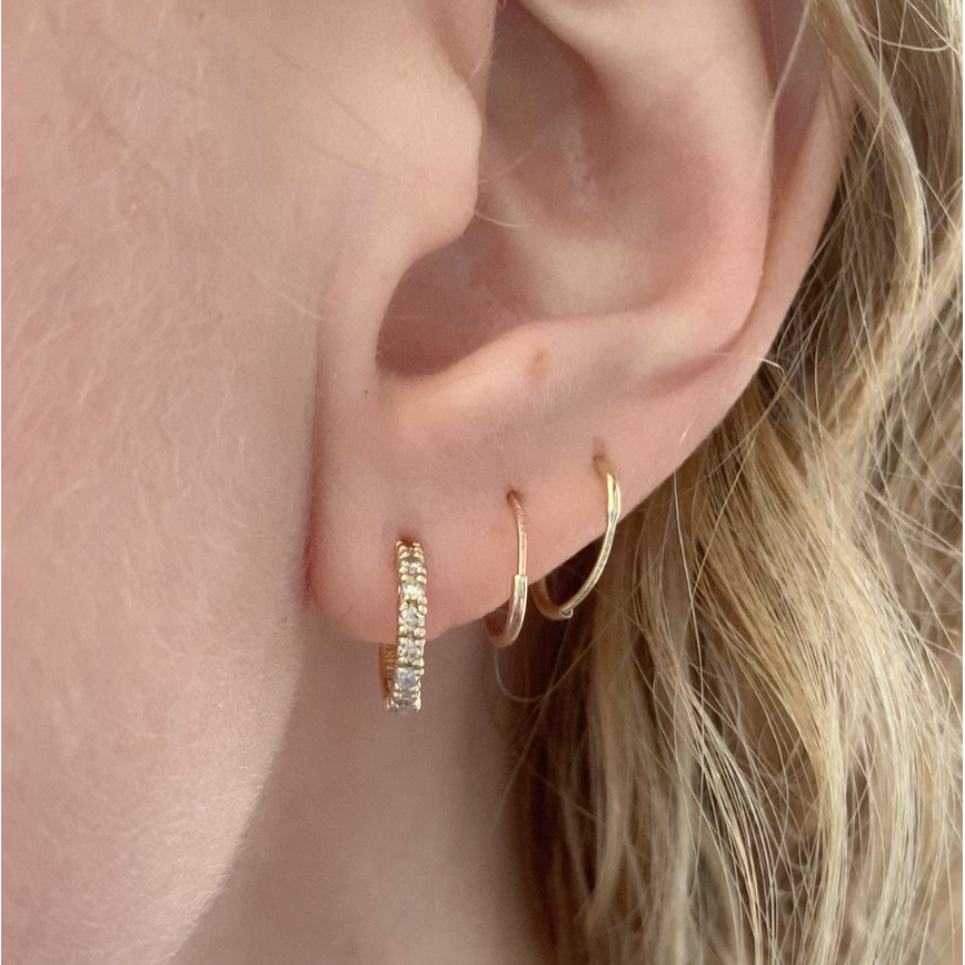 Classic Gold Diamond Huggie Earrings