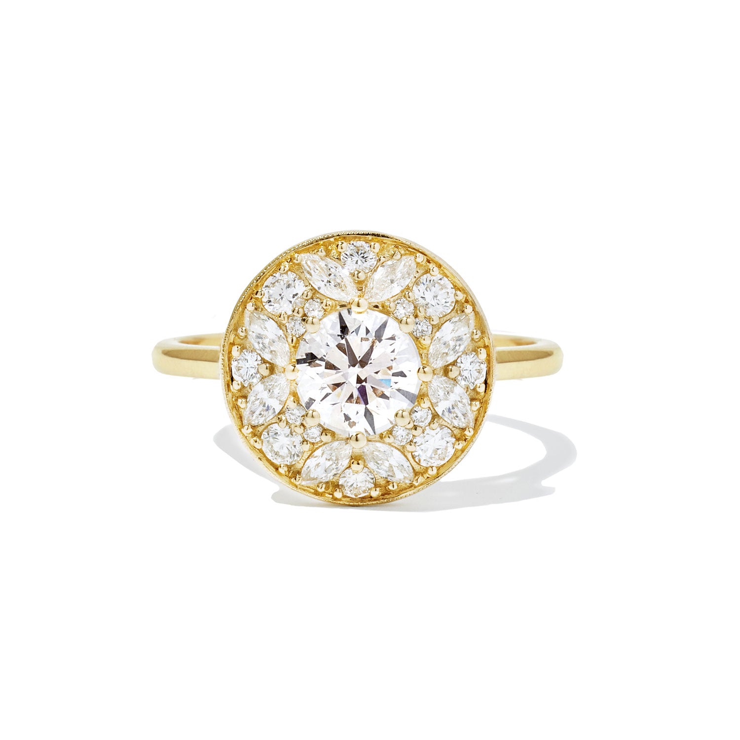 Marquise & Round Brilliant Cut Diamond Mosaic Ring 1.00 ctw center