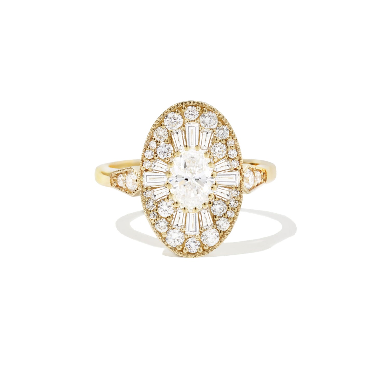 Yellow Gold Oval Ballerina Engagment Ring Berlinger Jewelry Ring