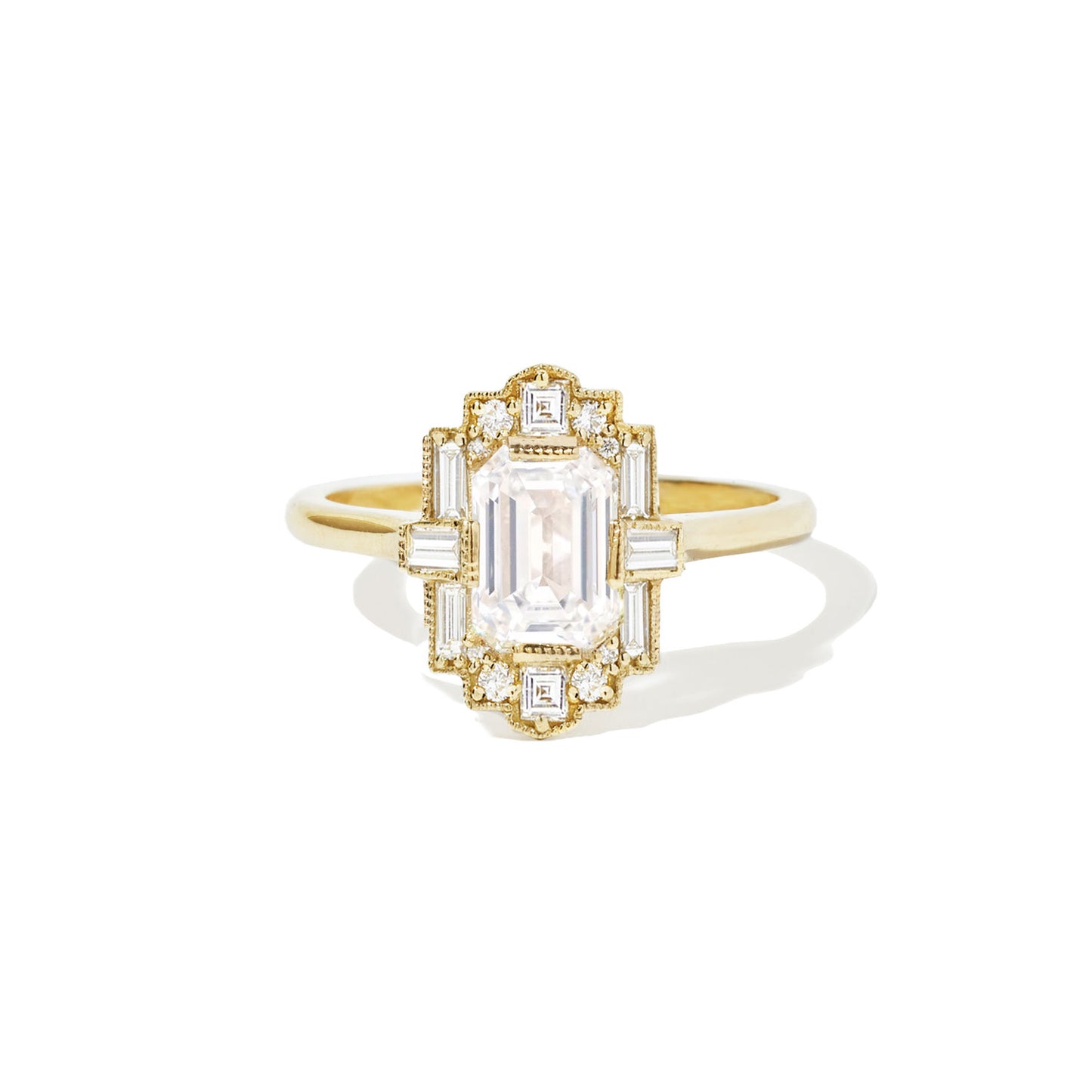 Deco Emerald Cut Diamond Ring