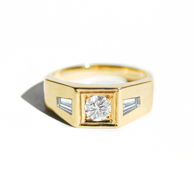 Deco Diamond Men's Engagement Ring