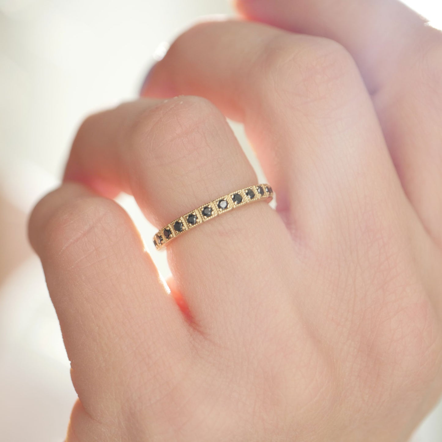 2mm Notched Deco Sapphire Eternity Ring