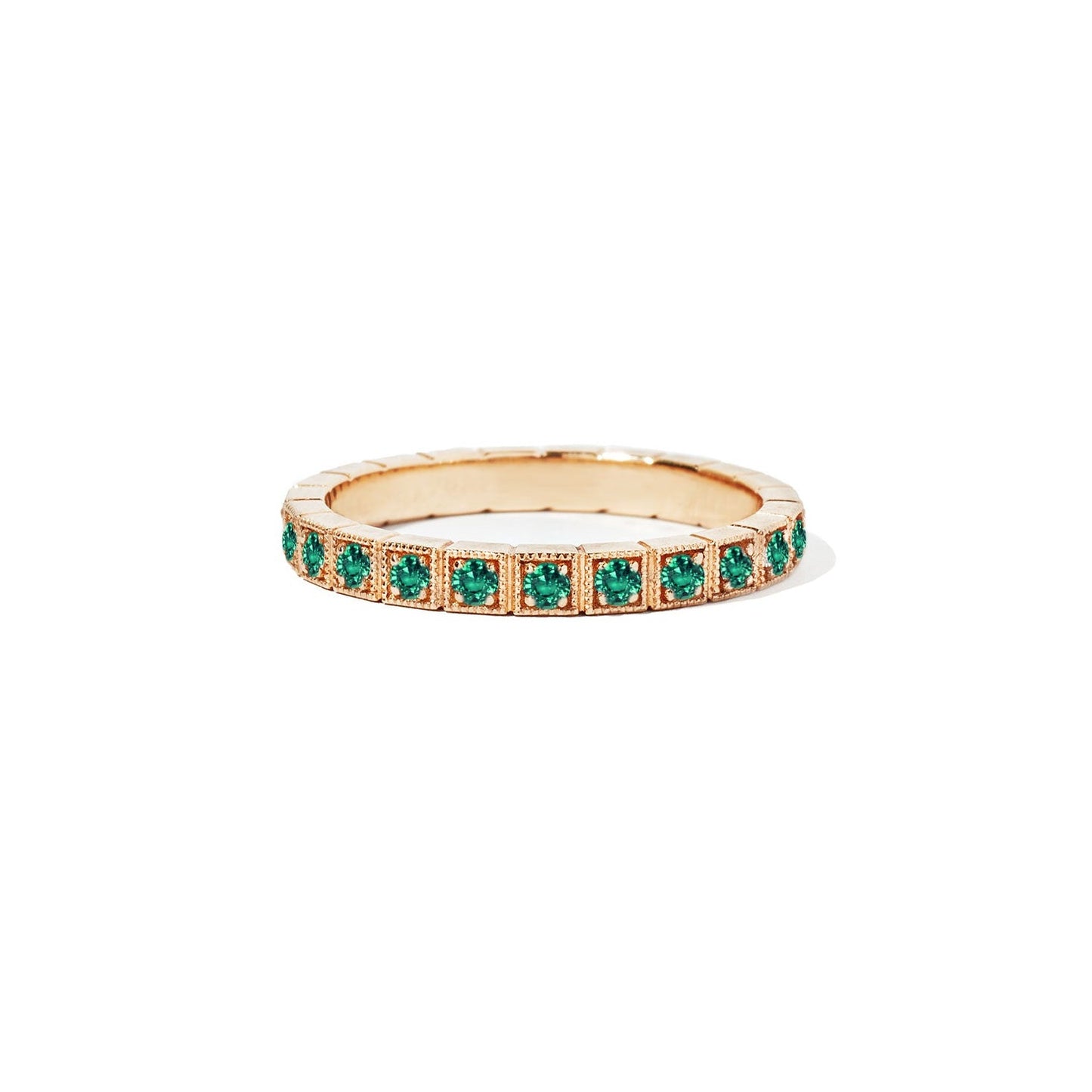 2mm Notched Deco Emerald Eternity Ring