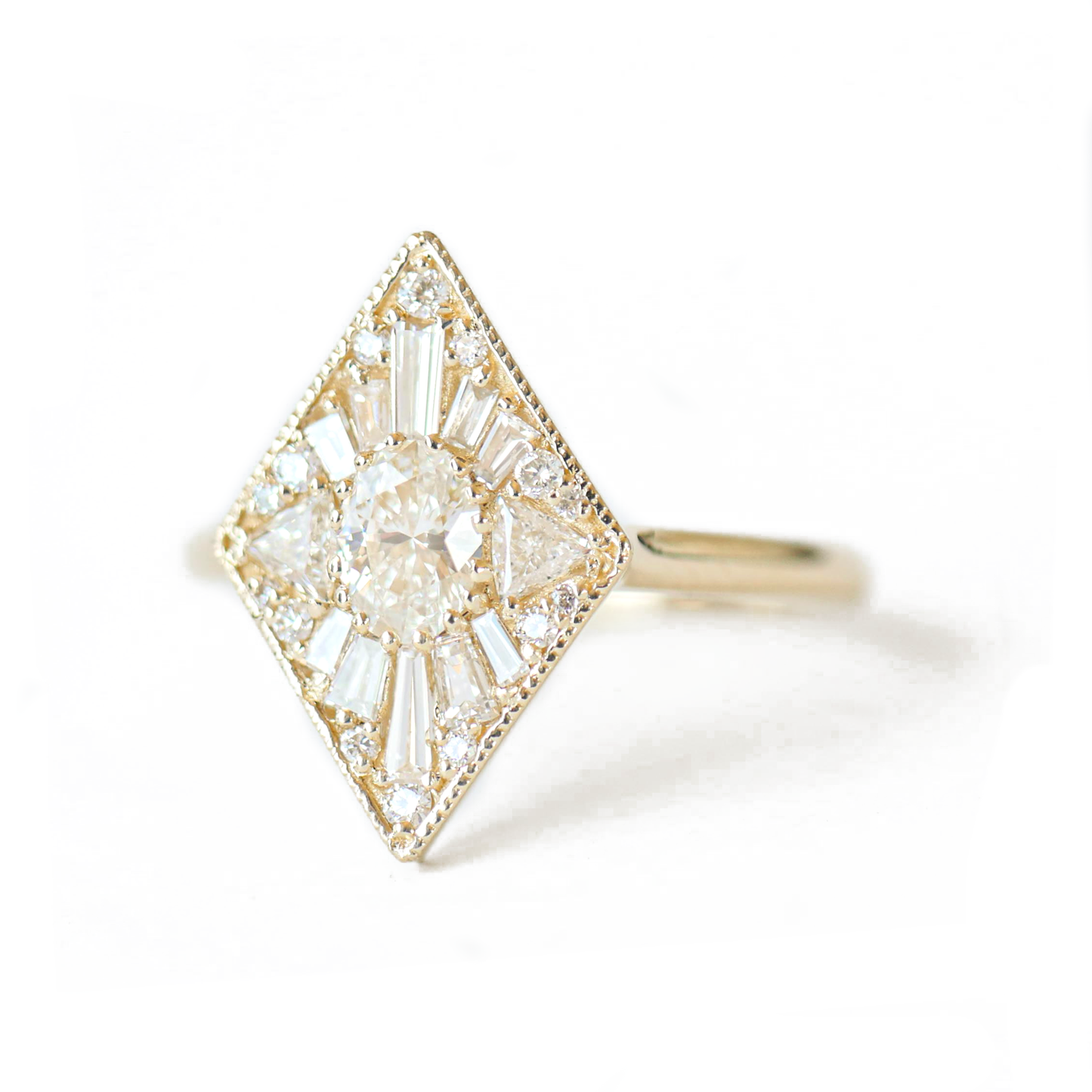 Mini Kite Shape Oval Brilliant Cut Diamond Mosaic Ring