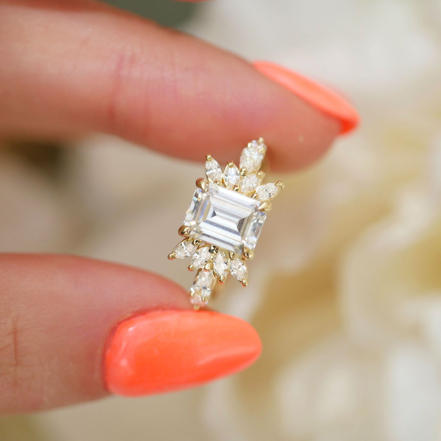The Peacock Moissanite Diamond Mosaic Ring