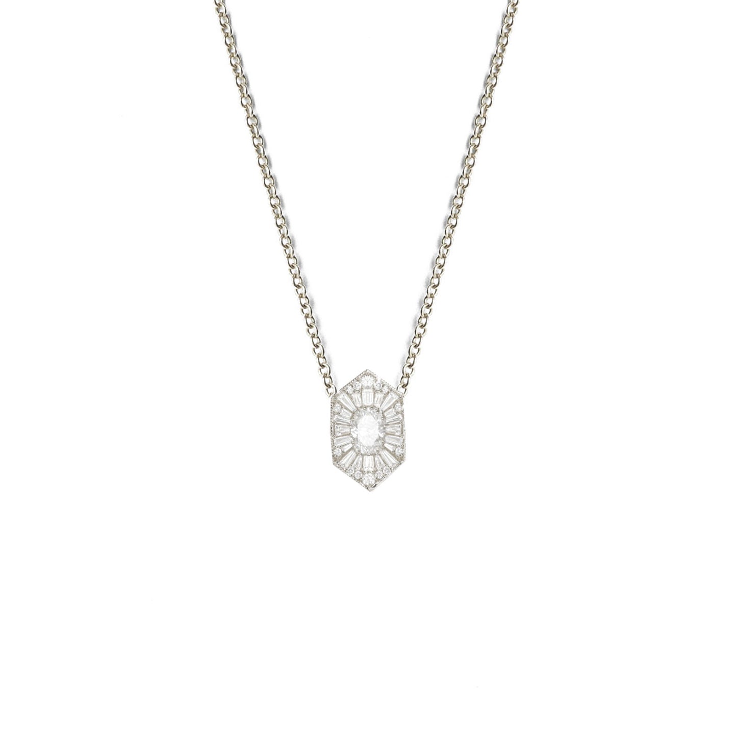 Elongated Hexagon Oval Ballerina Diamond Mosaic Pendant