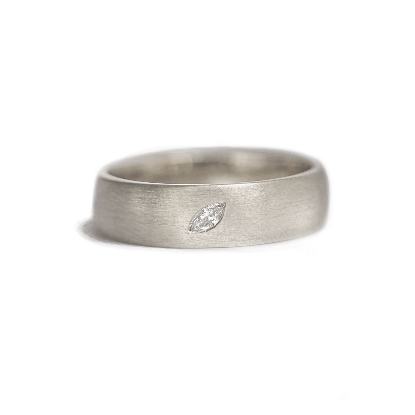 6mm Satin Finish Marquise Diamond Men's Ring