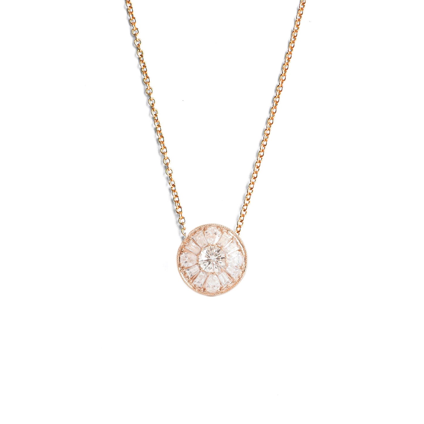 Pear & Round Brilliant Cut Diamond Mosaic Pendant