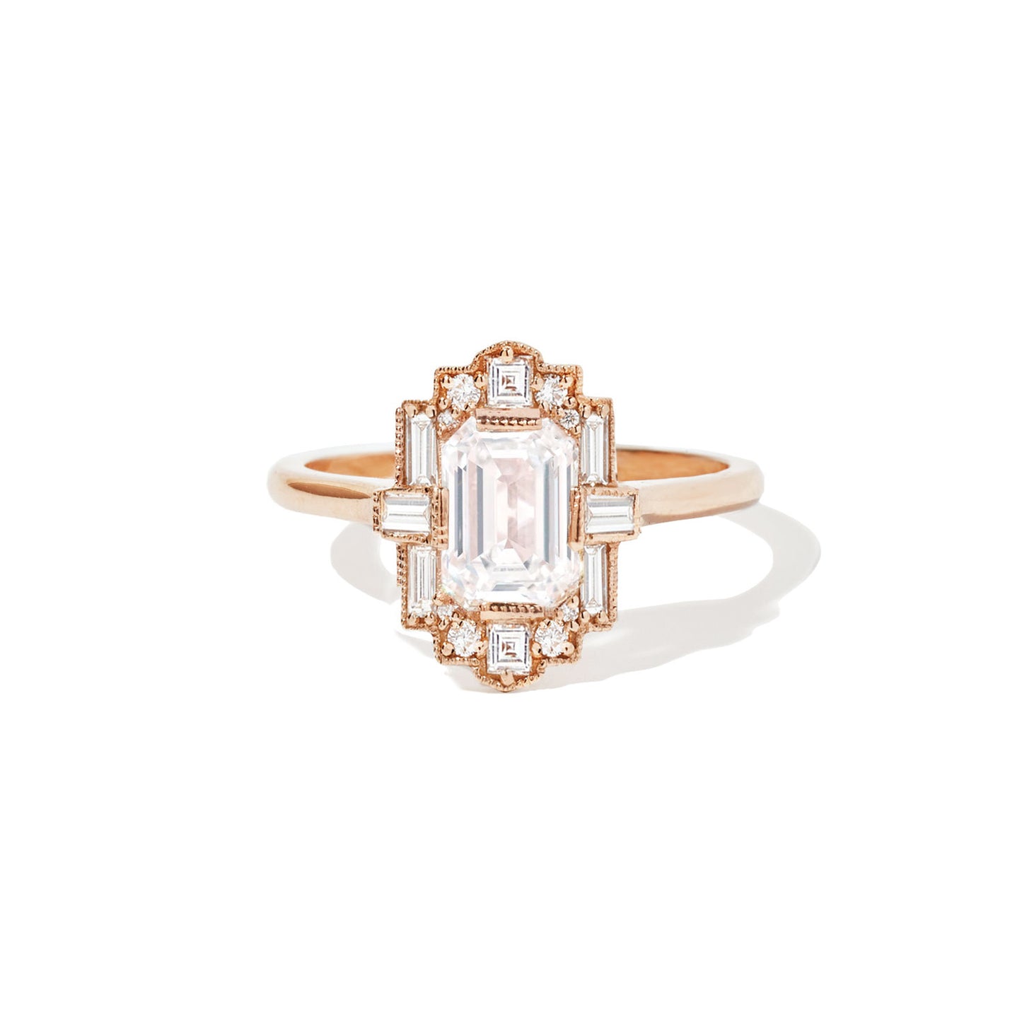 Deco Emerald Cut Diamond Ring