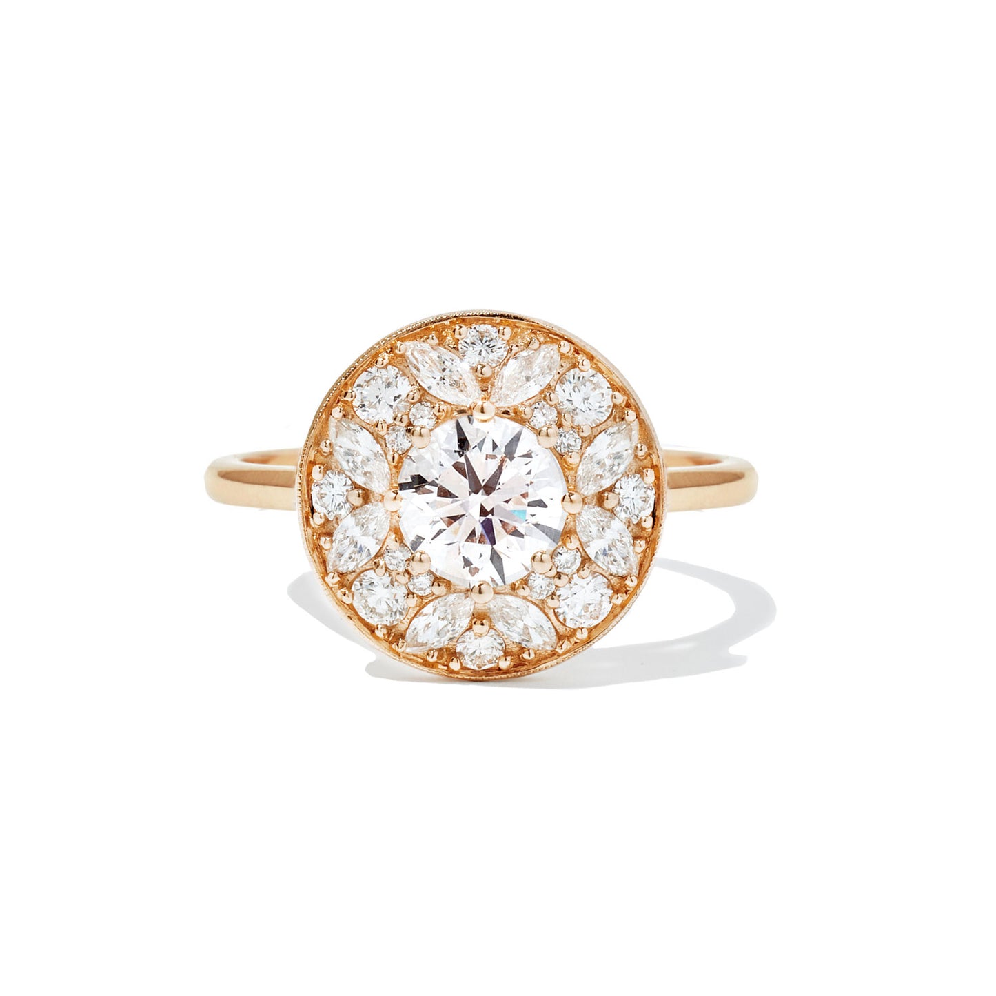 Marquise & Round Brilliant Cut Diamond Mosaic Ring 1.00 ctw center