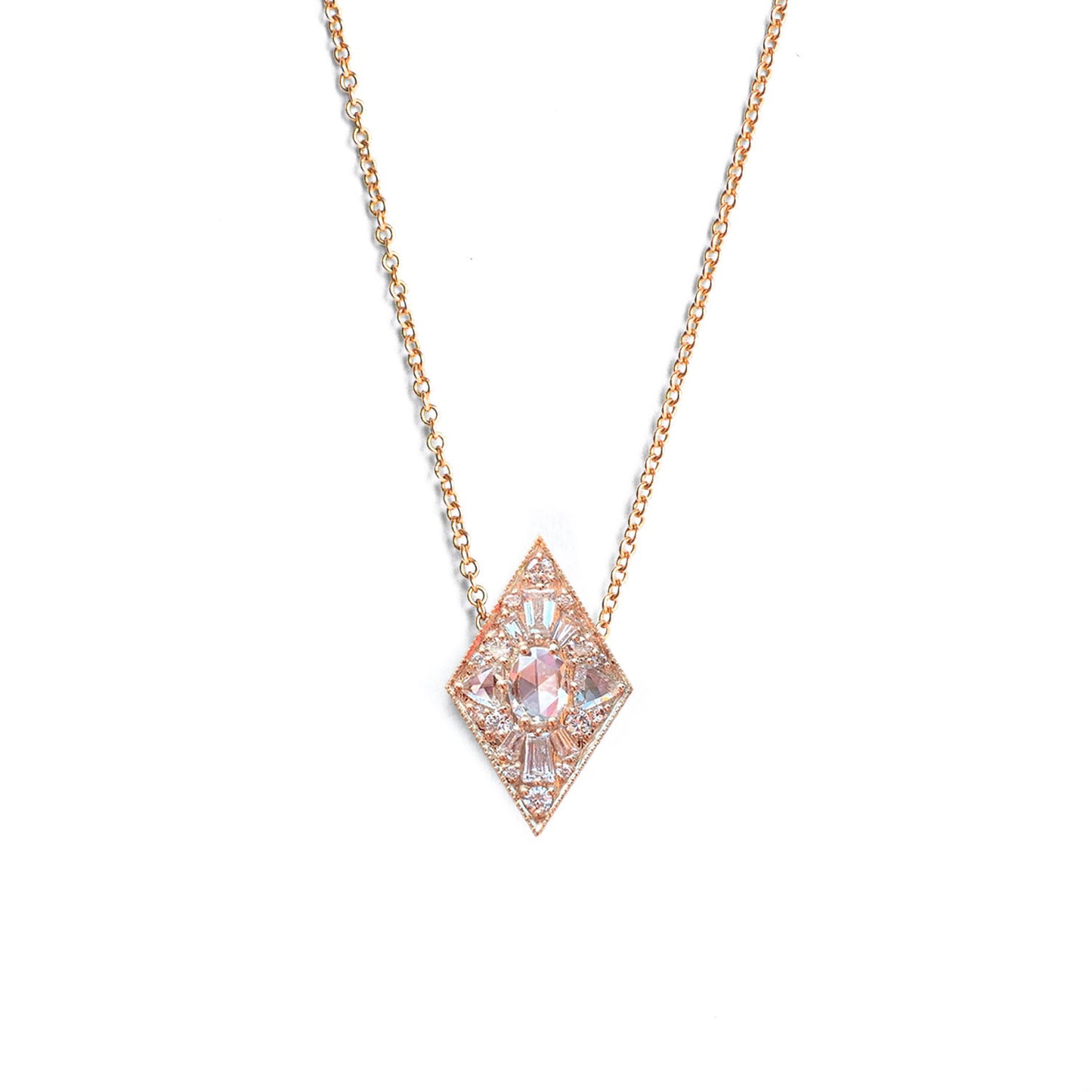 Mini Kite Shape Oval Diamond Necklace