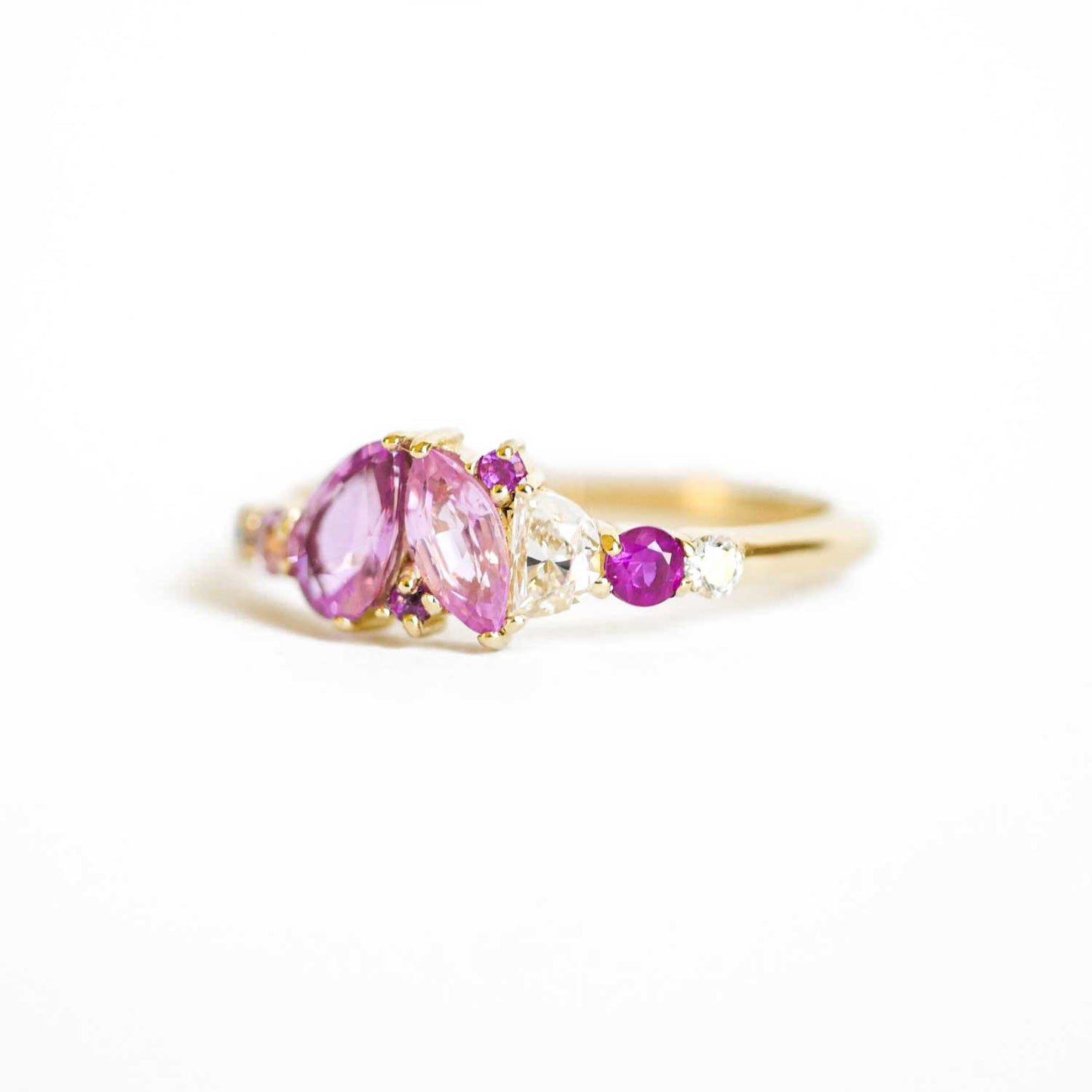 Pink Sapphire & Diamond Mosaic Ring