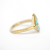 Rose Cut Kite Shaped Diamond Ring with Turquoise Halo
