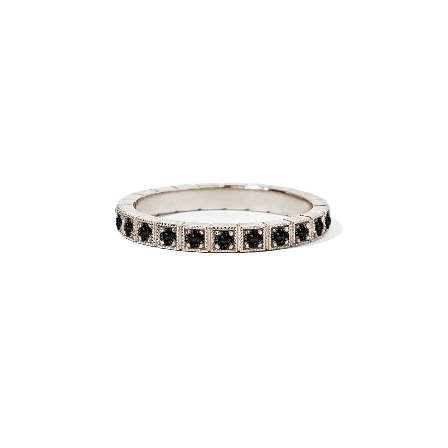 2mm Notched Deco Black Diamond Eternity Ring