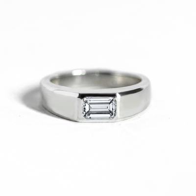 Emerald-Cut Moissanite Signet Ring