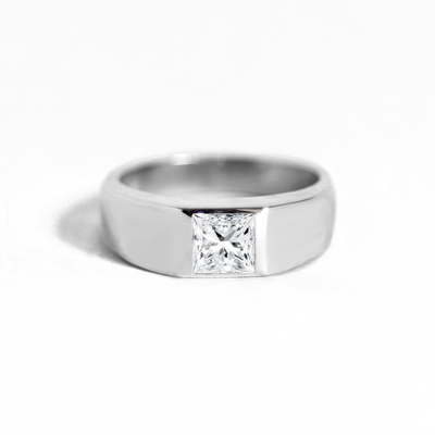 Princess Cut Moissanite Signet Ring
