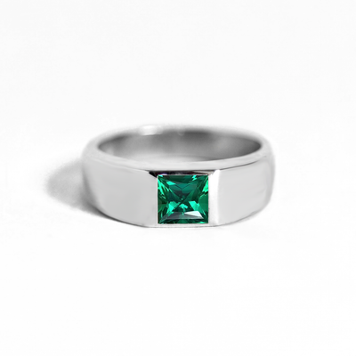 Princess Cut Emerald Signet Ring