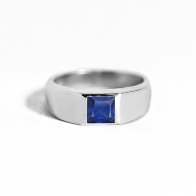 Princess Cut Sapphire Signet Ring