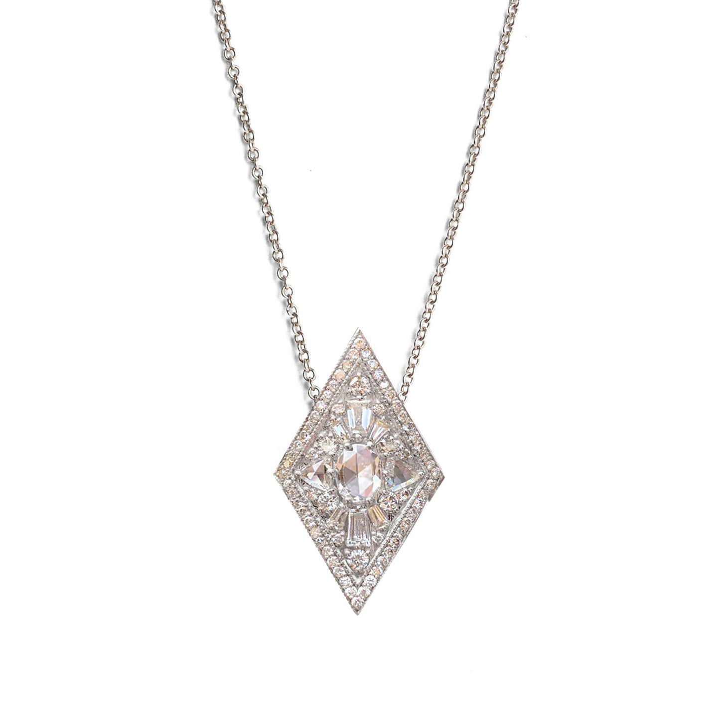 Large Kite Shape Oval Diamond Necklace