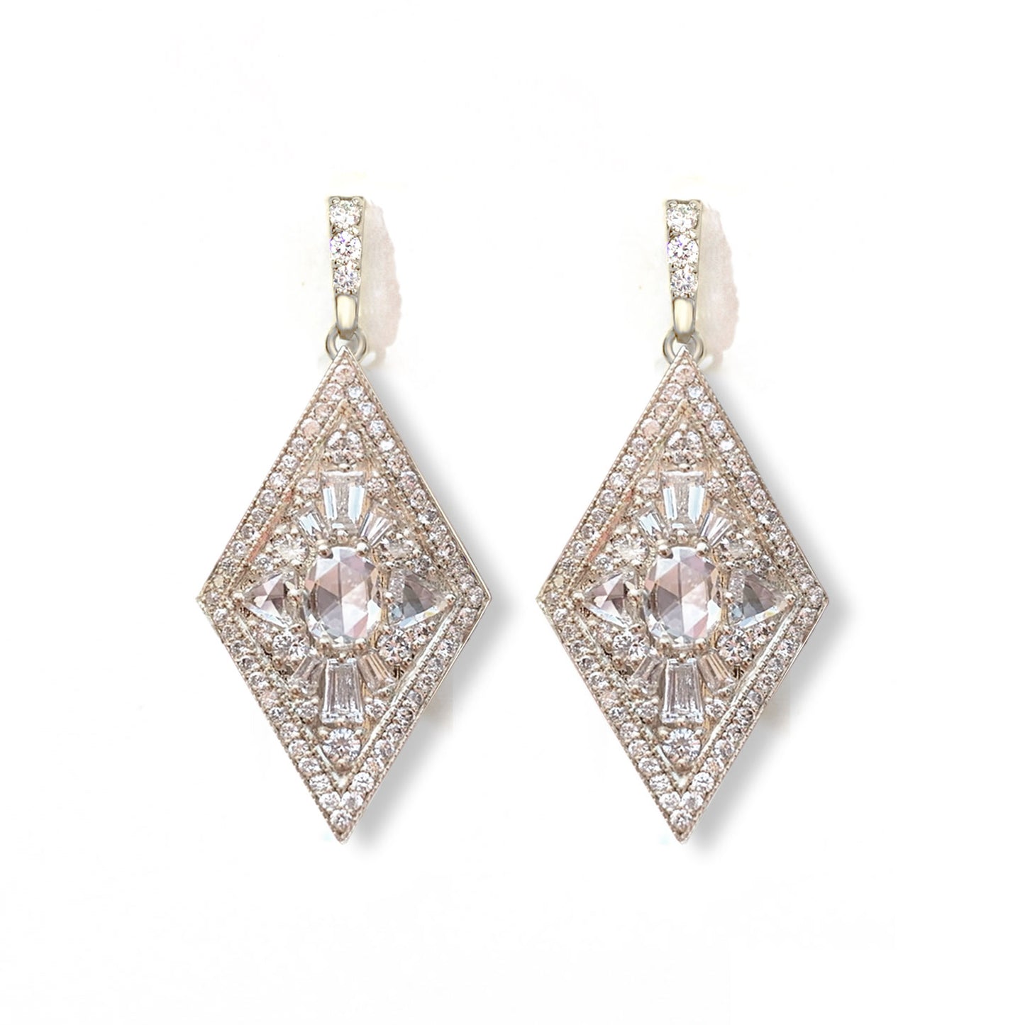 Kite Shape Diamond Mosaic Earrings