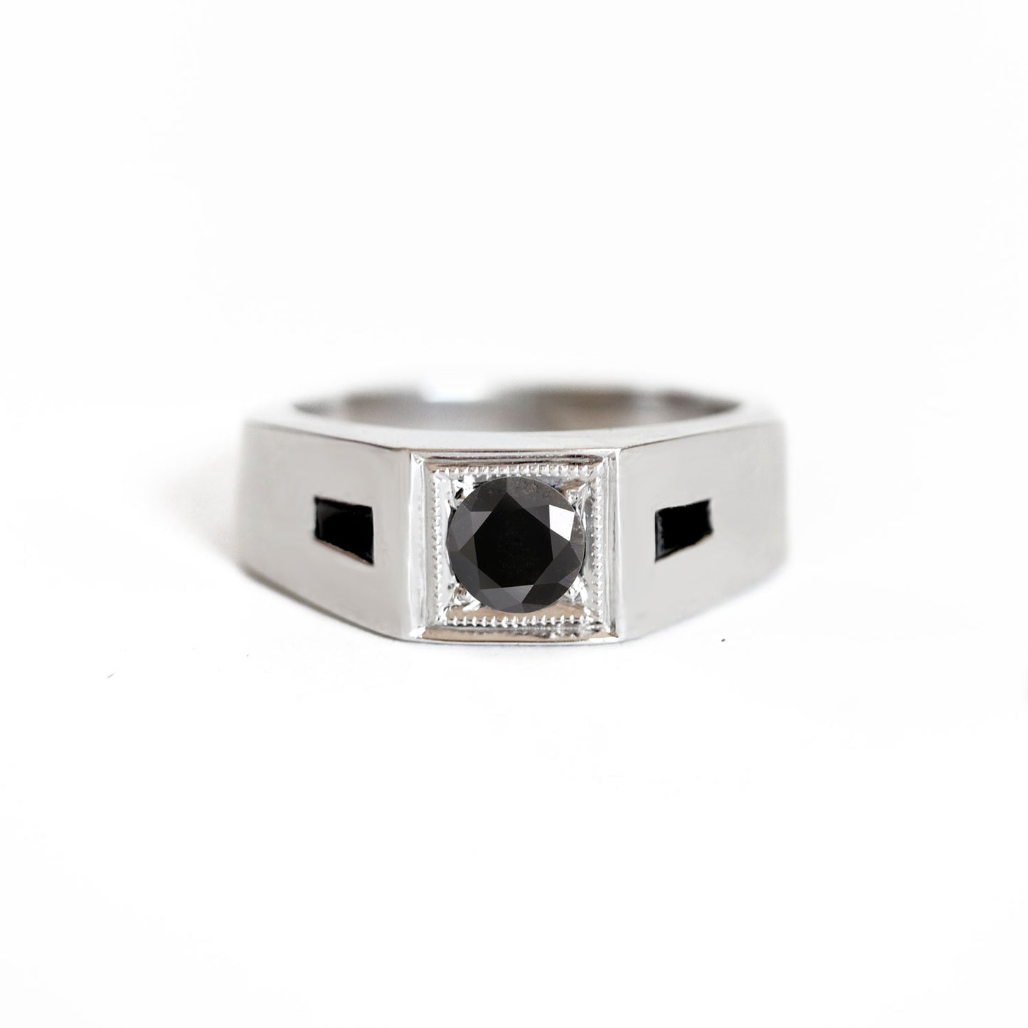 Deco Black Diamond Men's Engagement Ring