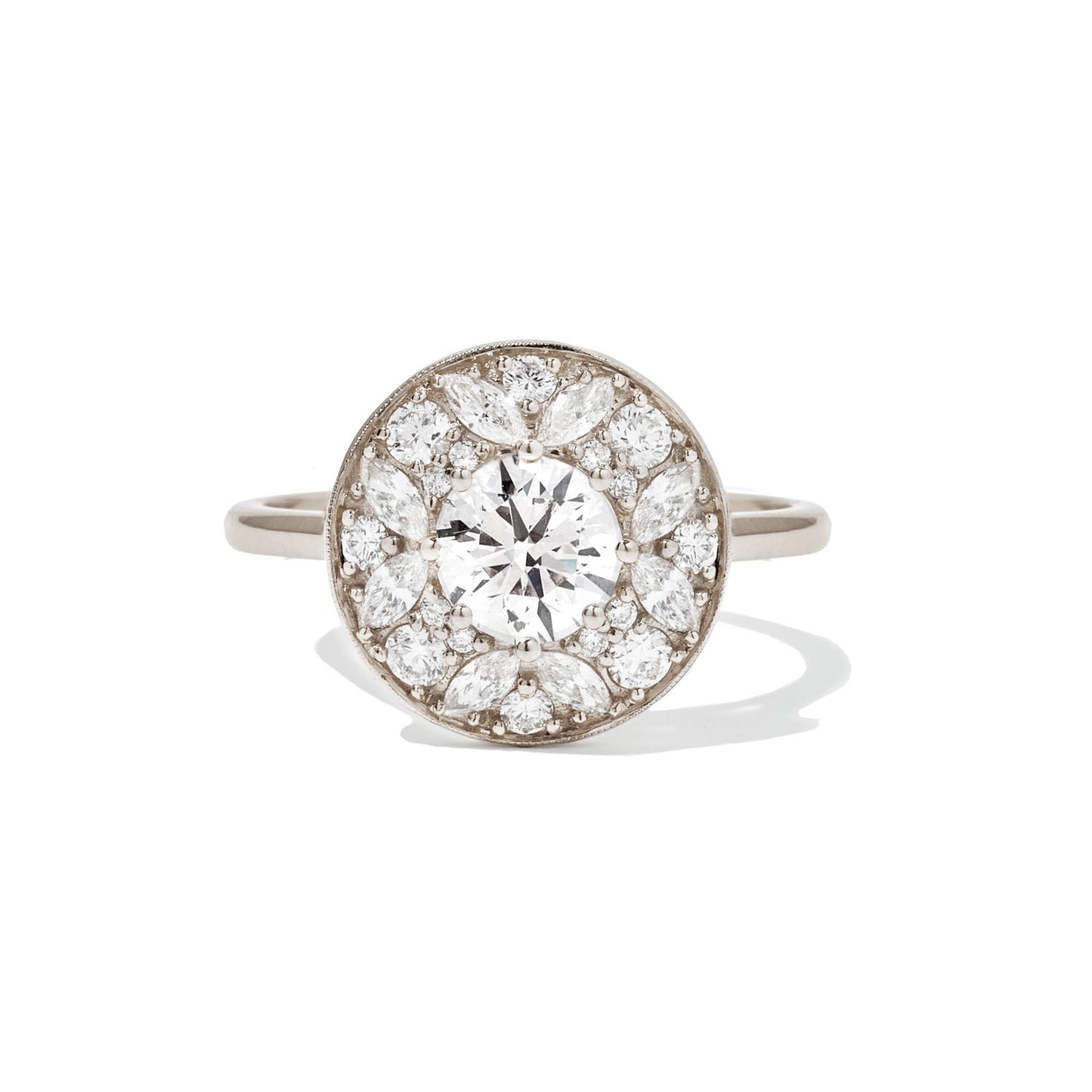 Marquise & Round Brilliant Cut Diamond Mosaic Ring 1.00 ctw center