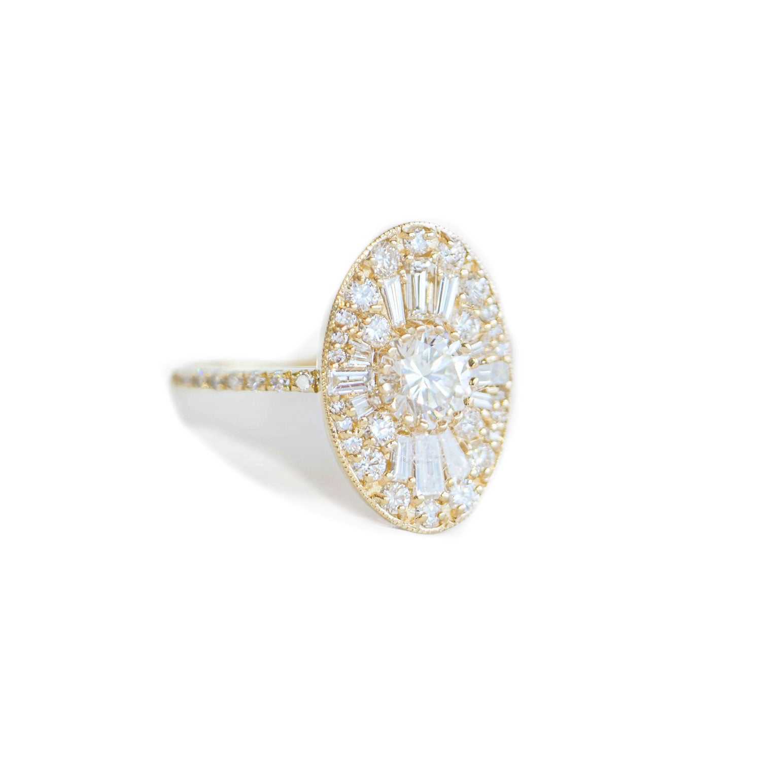 Custom Oval Ballerina Round Diamond Mosaic Ring