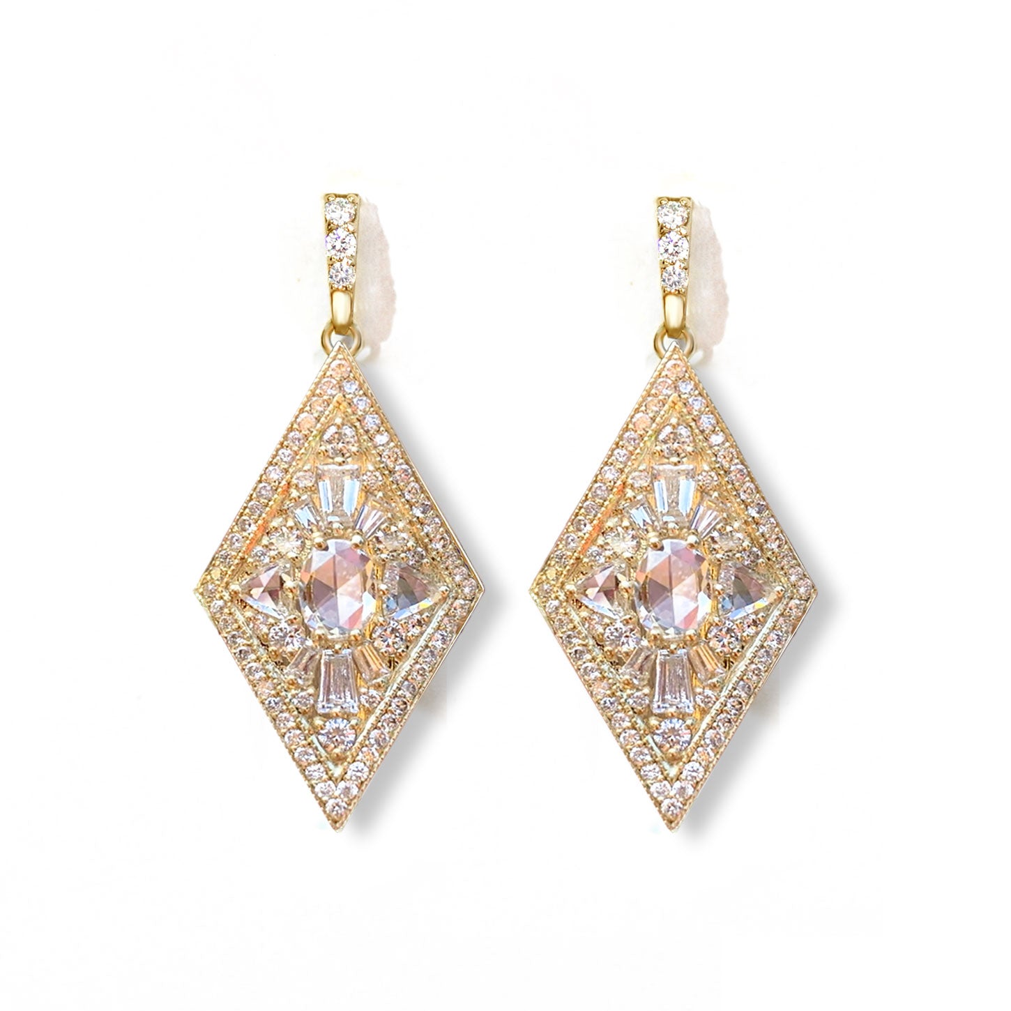 Kite Shape Diamond Mosaic Earrings