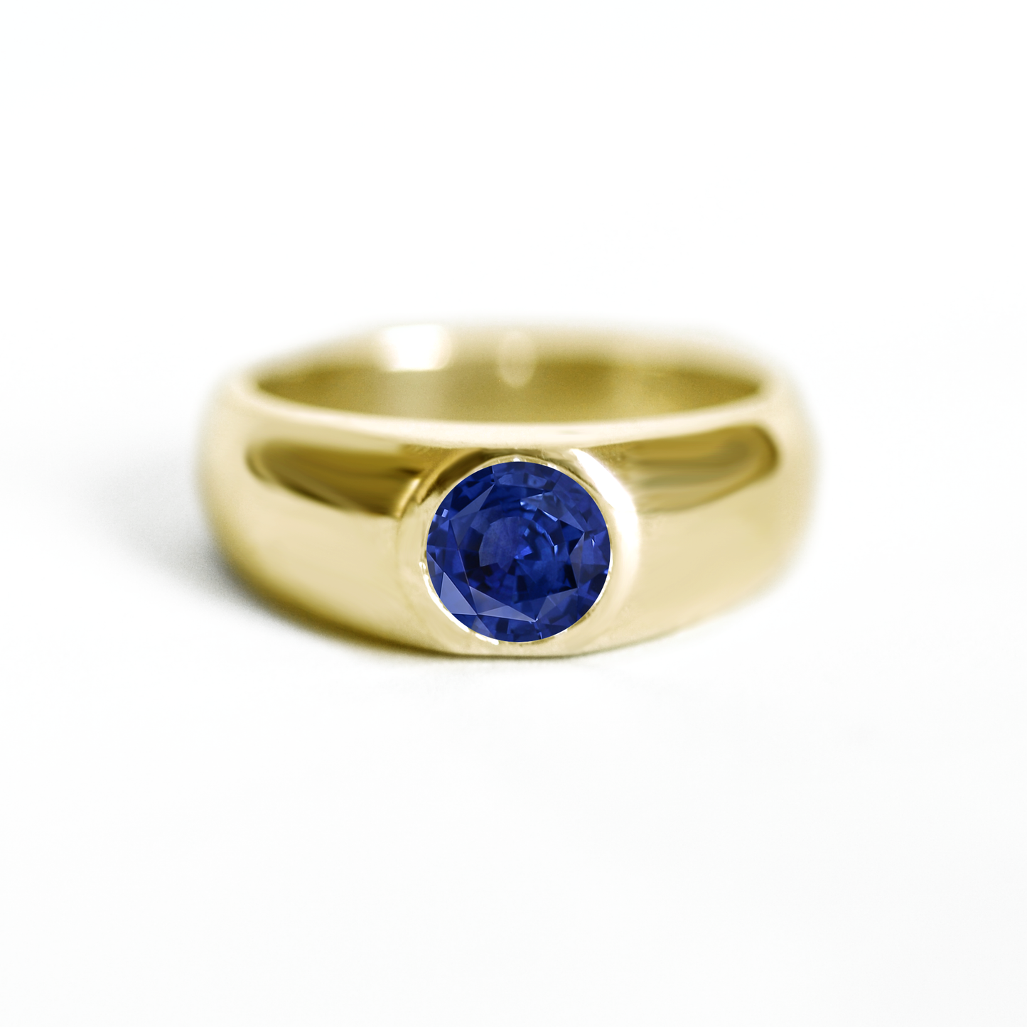 Round Sapphire Signet Ring