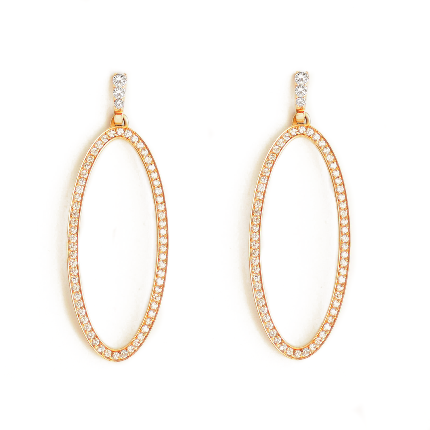 Diamond Oval Drop Earrings