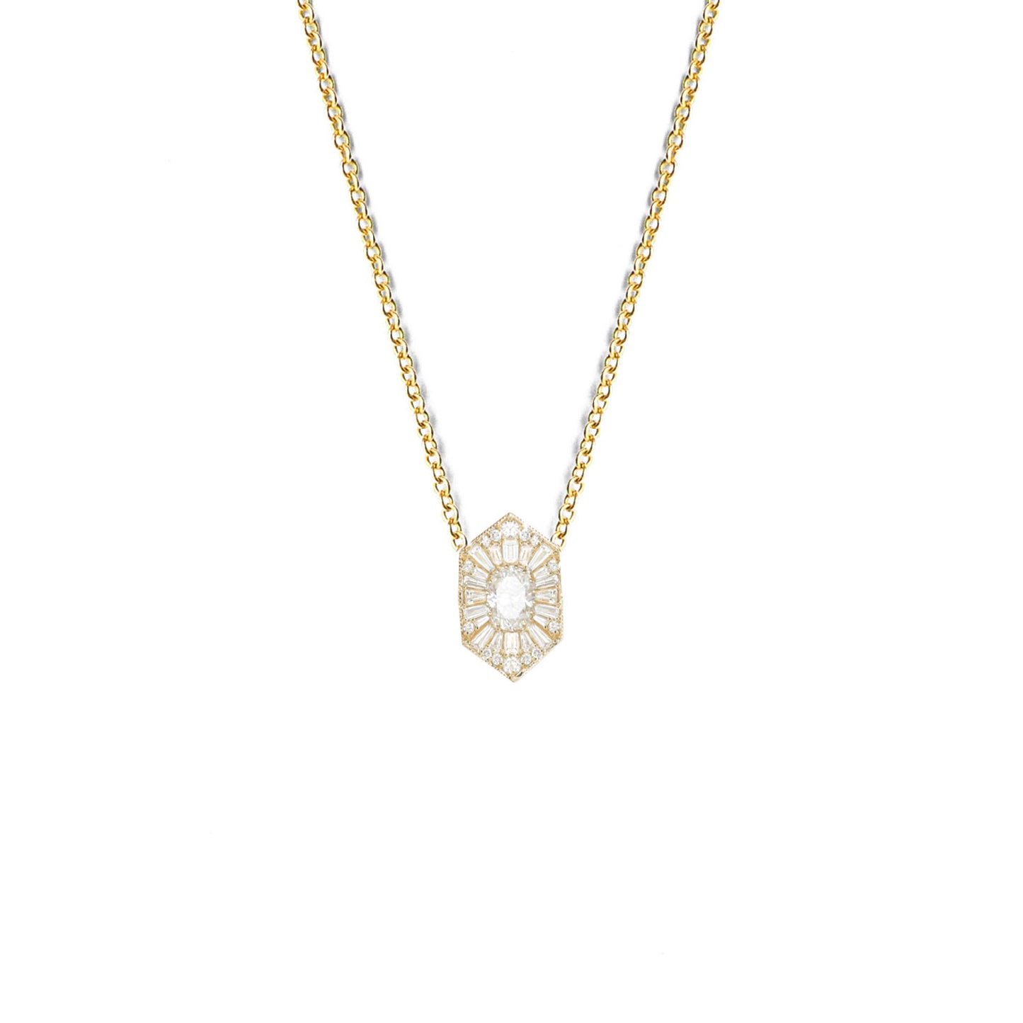 Elongated Hexagon Oval Ballerina Diamond Mosaic Pendant